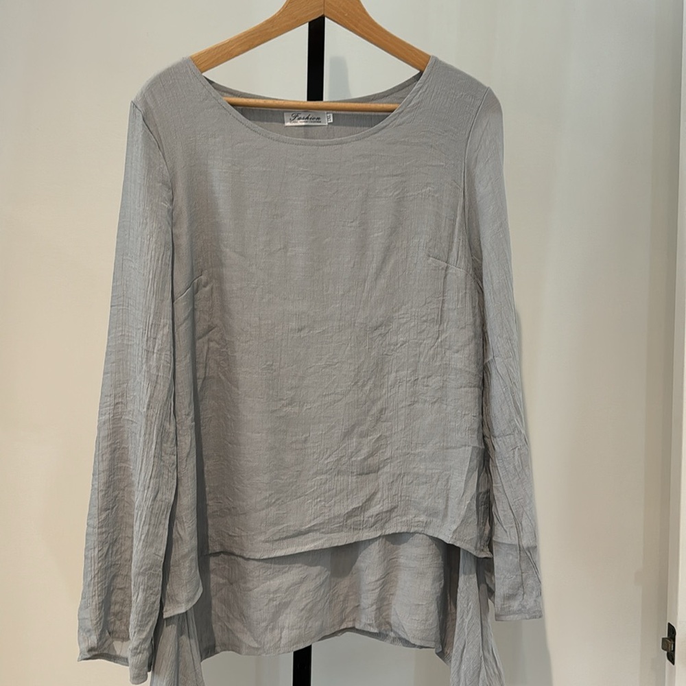 Silvery grey layered top 2xl